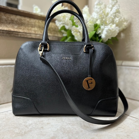 Furla Black Leather Satchel - Picture 1 of 11